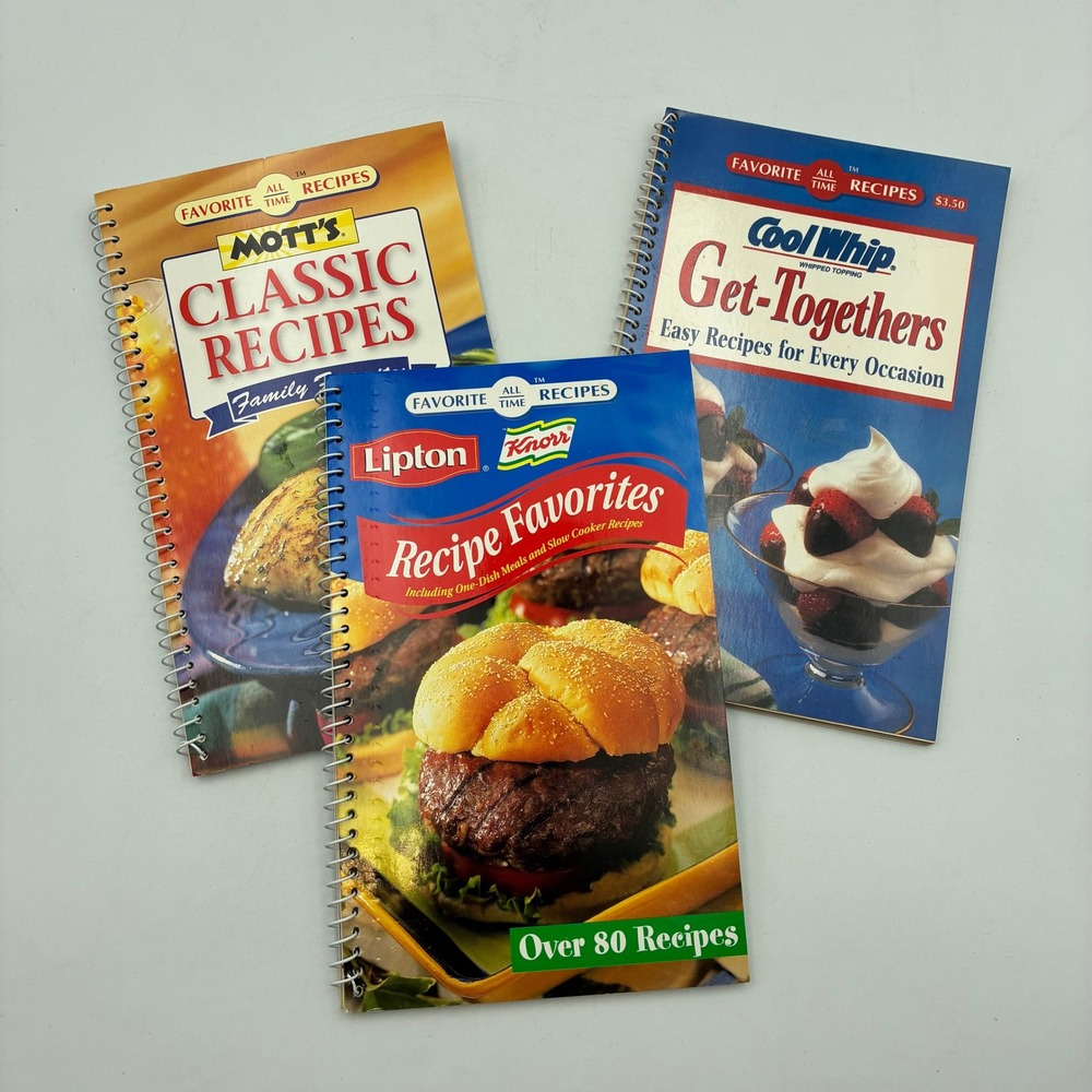 Lot of 3 Favorite All Time Recipes Cookbooks Motts Cool Whip Lipton Knorr Spiral